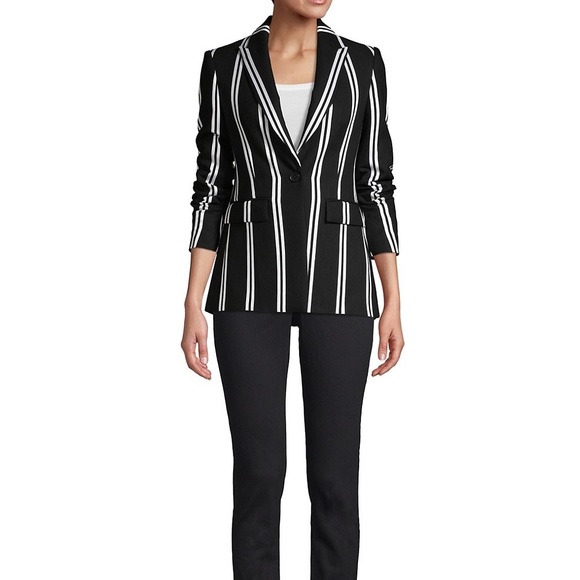 Maje Striped Blazer Black and White Pinstriped - Picture 2 of 15